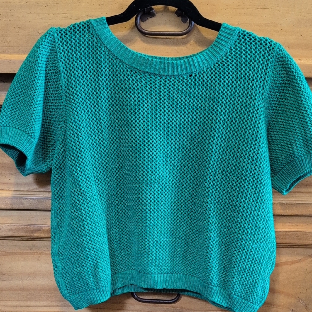 THML Kelly Green Knit Short Sleeve Sweater